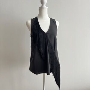 Trouve Black Fringe Tank Top